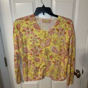 Lilly & Van Womens Cardigan Medium Floral Feminine Preppy Cottagecore Paisley